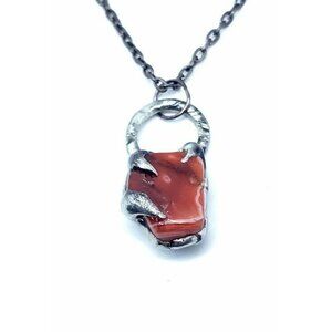 Red carnelian crystal necklace handmade